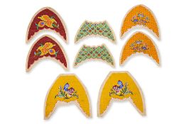 FOUR PAIRS OF BEAD EMBROIDERED SLIPPER PANELS