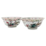 TWO FAMILLE ROSE BOWLS