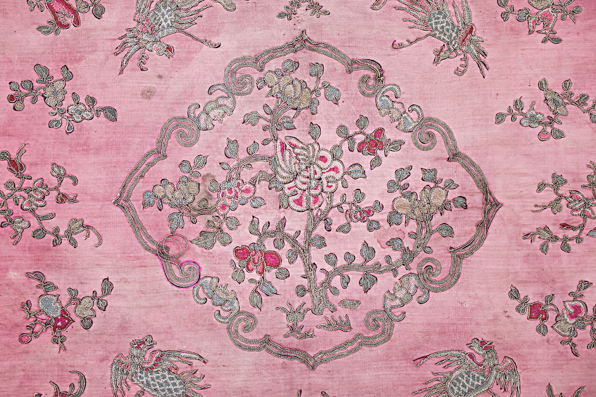 A PERANAKAN EMBROIDERED SILK TABLE COVER - Image 2 of 2