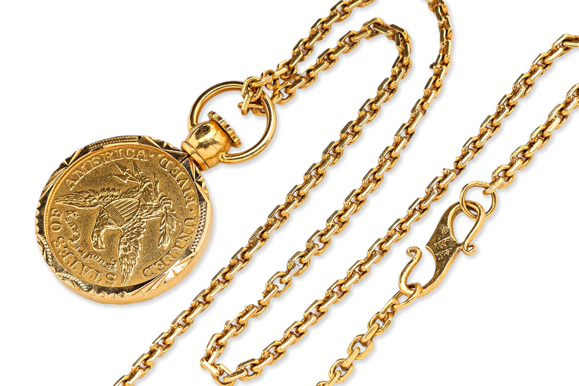 A UNITED STATES GOLD COIN PENDANT ON CHAIN - Image 2 of 7