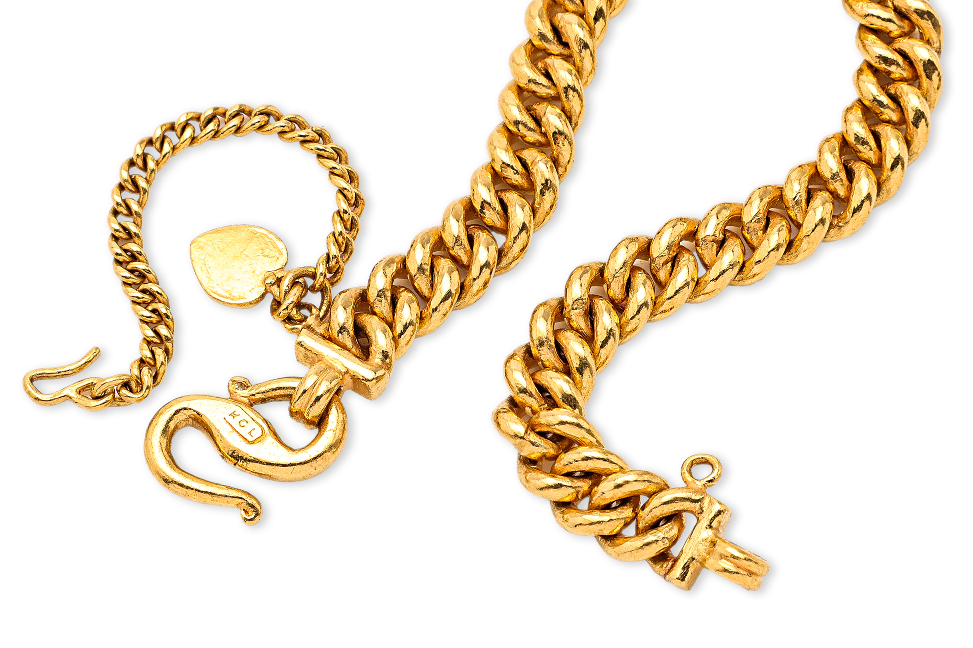 A HIGH KARAT GOLD CURB LINK BRACELET - Image 2 of 2