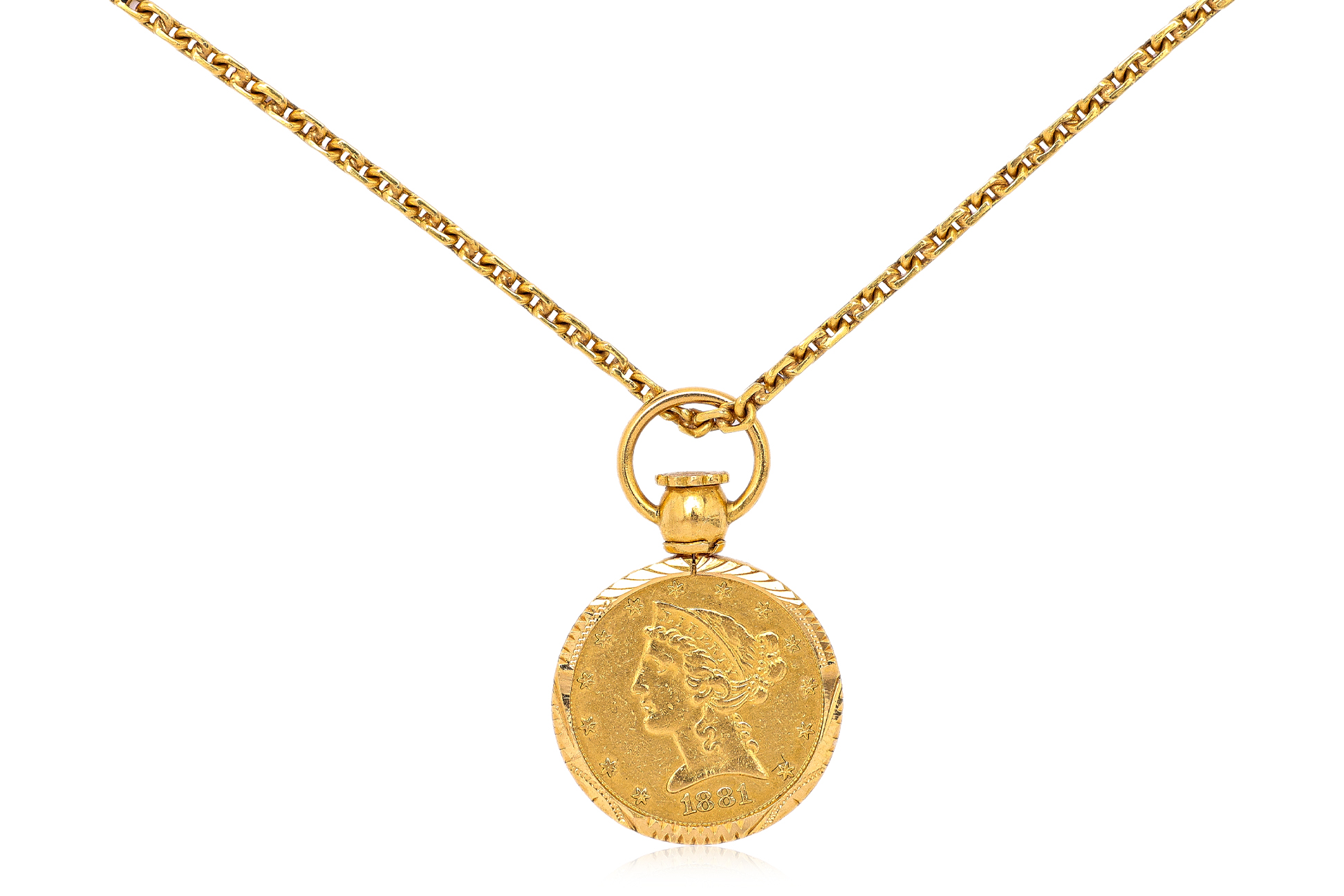 A UNITED STATES GOLD COIN PENDANT ON CHAIN