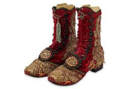 A PAIR OF EMBROIDERED CEREMONIAL SHOES