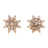 A PAIR OF GOLD INTAN DIAMOND EARRINGS