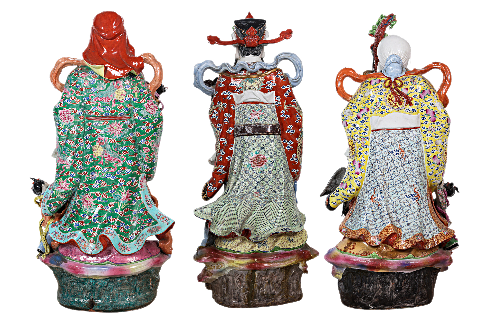 A VERY LARGE SET OF THREE FU, LU SHOU PORCELAIN FIGURES - Image 2 of 22