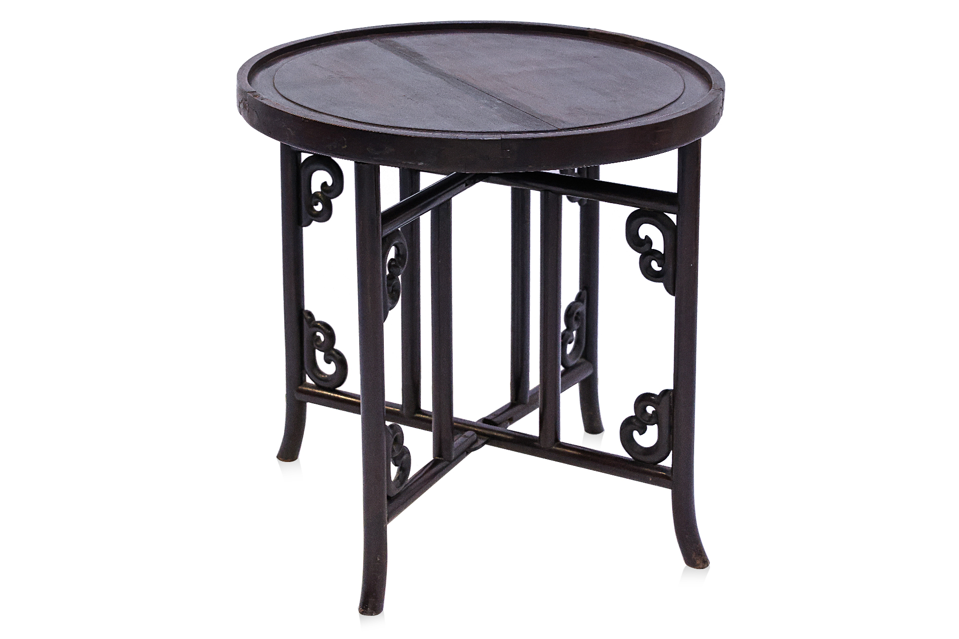 A CIRCULAR HARDWOOD FOLDING TABLE