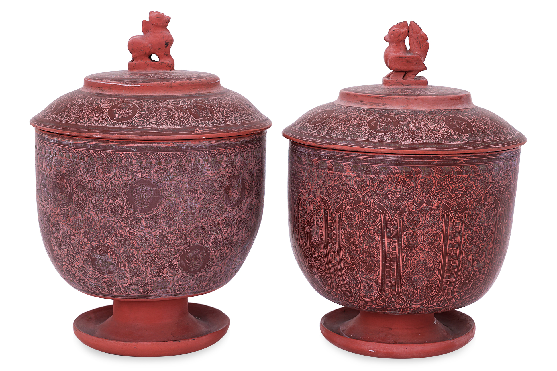 THREE PAIRS OF BURMESE LACQUER BOXES AND COVERS - Image 3 of 3