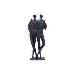 ARTIST UNKNOWN - A BRONZE SCULPTURE OF TWO FEMALE FIGURES