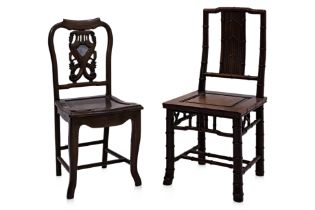 TWO HARDWOOD CHAIRS