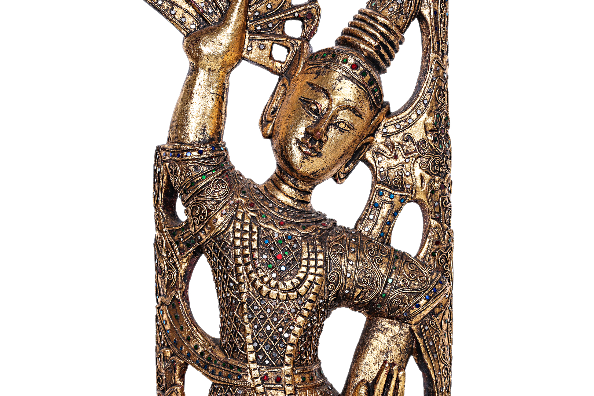 A THAI GILTWOOD FIGURE OF A BUDDHIST DANCER - Image 3 of 3