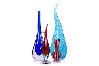 A GROUP OF FOUR MURANO AND OTHER ART GLASS