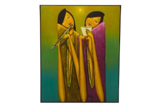 ODETTE CAGANDAHAN (FILIPINO, B.1986) - LADIES WITH A FLUTE