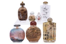 A GROUP OF 7 INSIDE PAINTED SNUFF BOTTLES