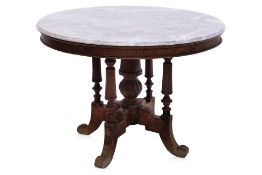 A CIRCULAR 'KOPITIAM' TABLE WITH MARBLE TOP