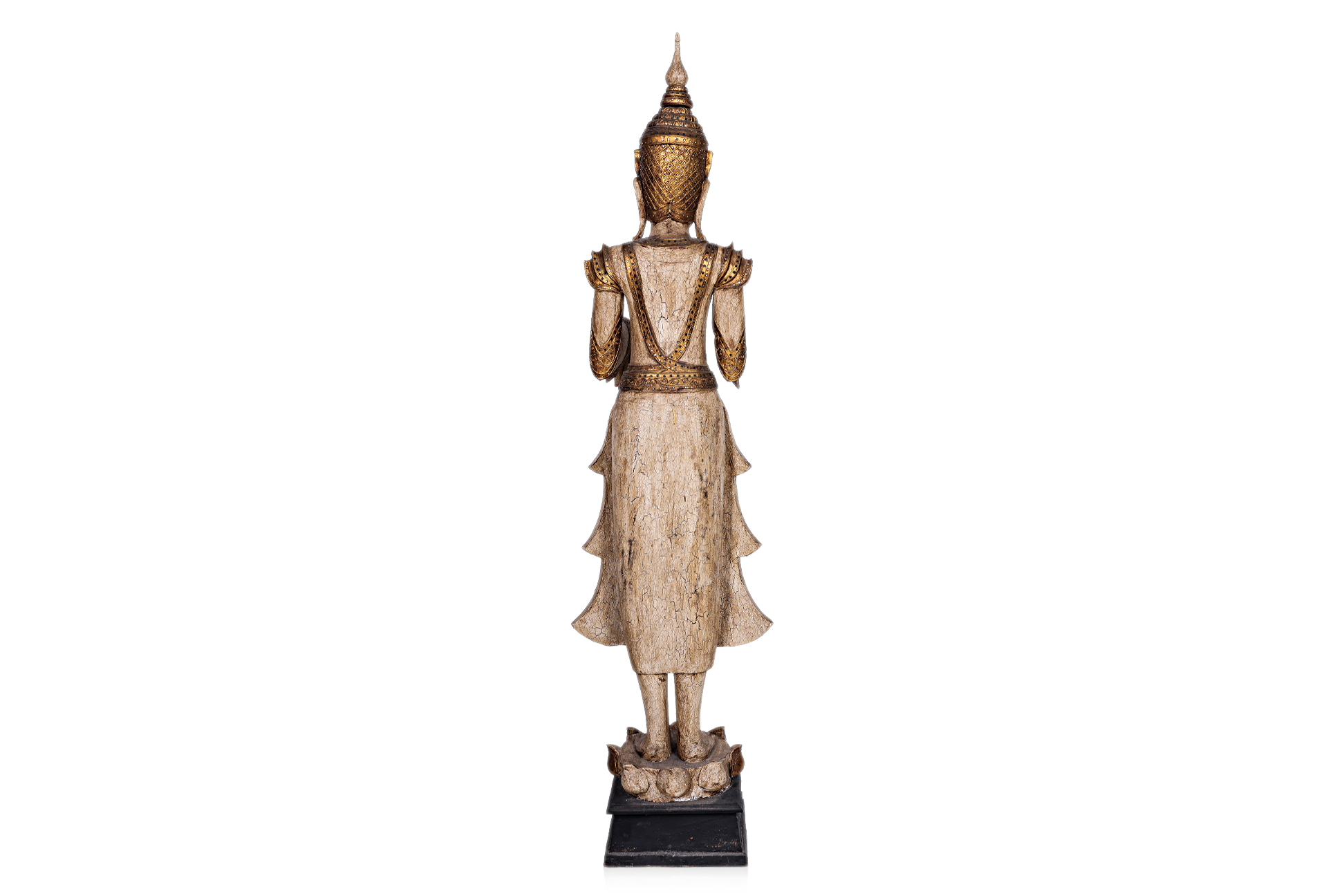 A VERY LARGE SOUTH-EAST ASIAN CARVED WOOD FIGURE OF BUDDHA - Image 2 of 3