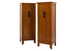 A PAIR OF MODERN CHINESE ELM CABINETS