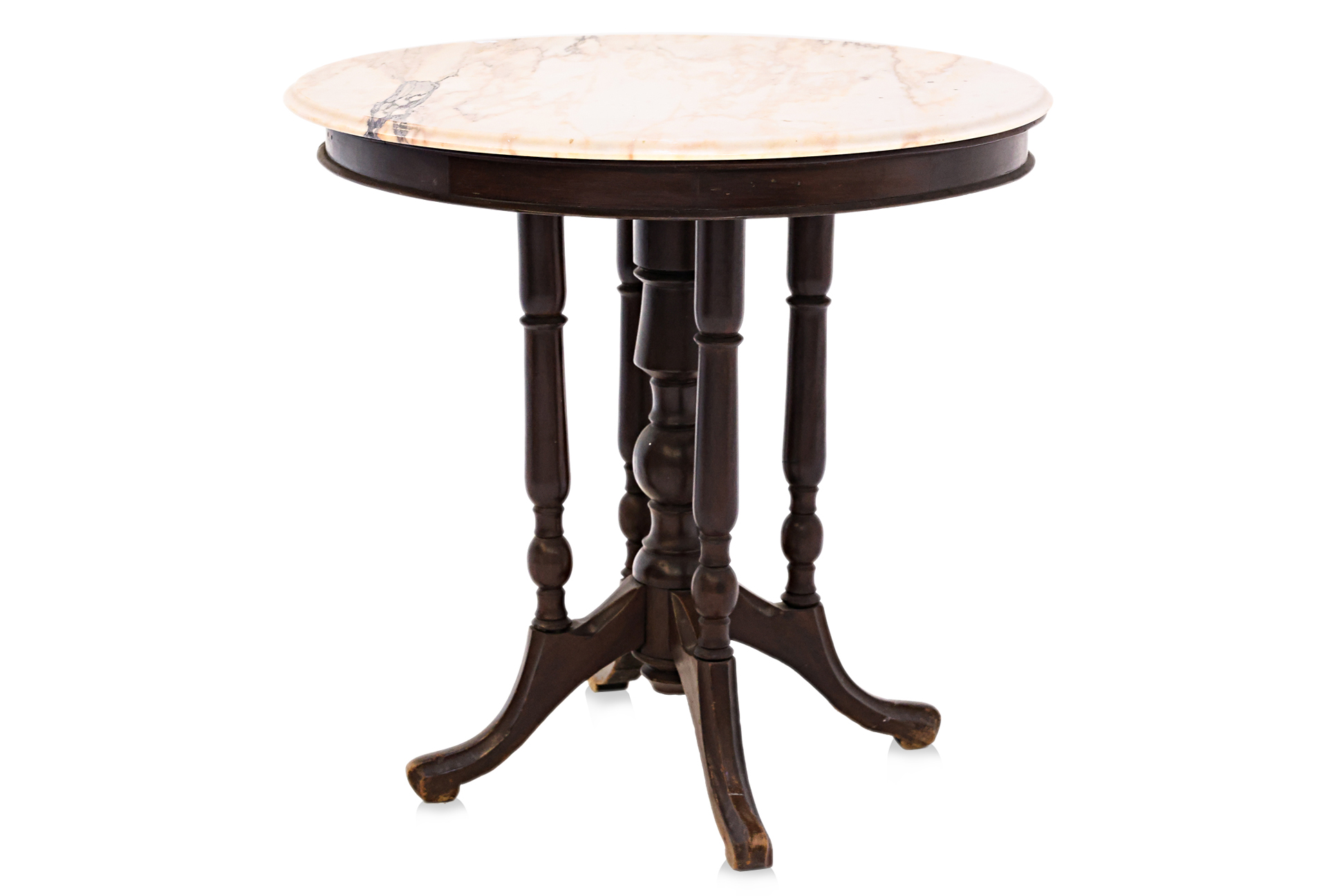 A CIRCULAR 'KOPITIAM' TABLE WITH MARBLE TOP