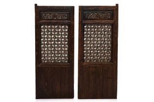 A PAIR OF LATTICE WINDOW PANELS