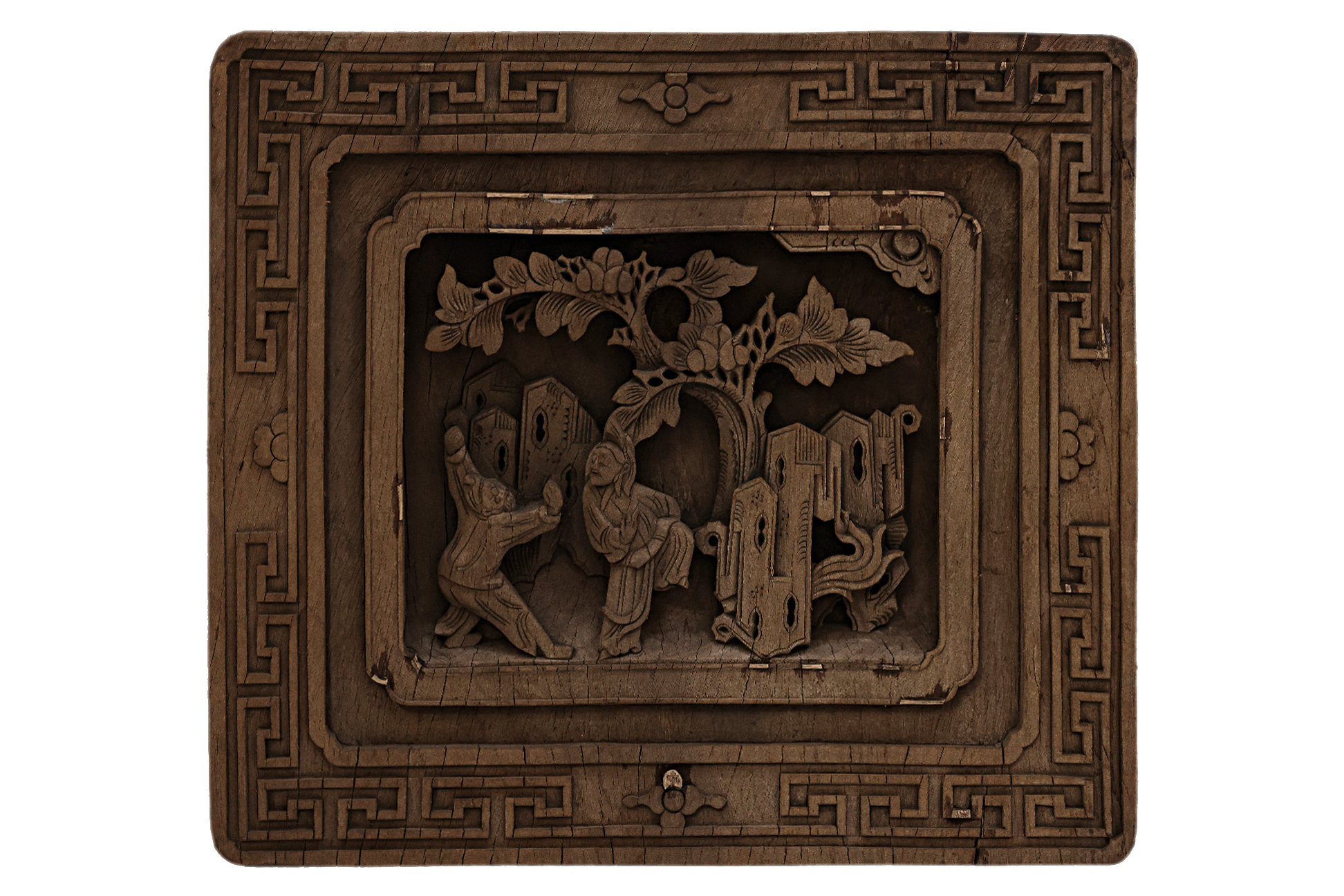 A GROUP OF THREE WOOD CARVED WALL PANELS - Image 2 of 3
