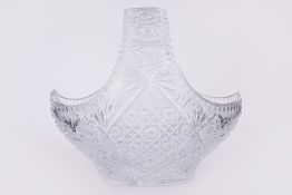 A VERY LARGE CUT CRYSTAL BASKET