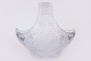 A VERY LARGE CUT CRYSTAL BASKET