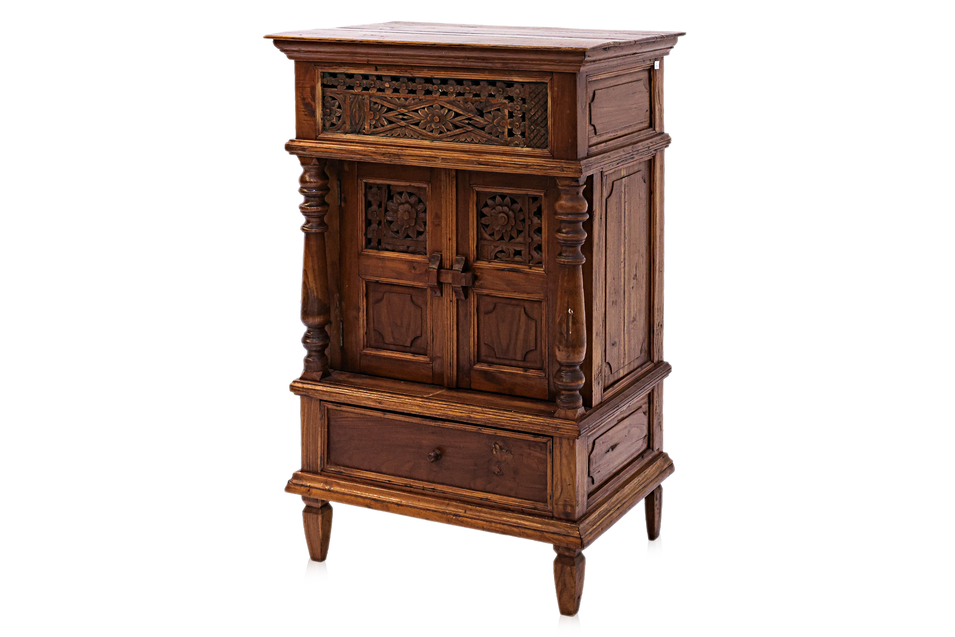 AN INDONESIAN TEAK SIDE CABINET