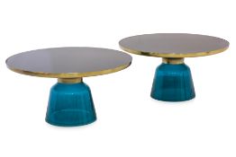 A PAIR OF GLASS BELL COFFEE TABLES