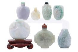 A GROUP OF 7 JADE SNUFF BOTTLES