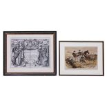 TWO HORSE RIDING ENGRAVINGS