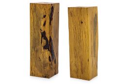 TWO SOLID IRONWOOD PEDESTALS