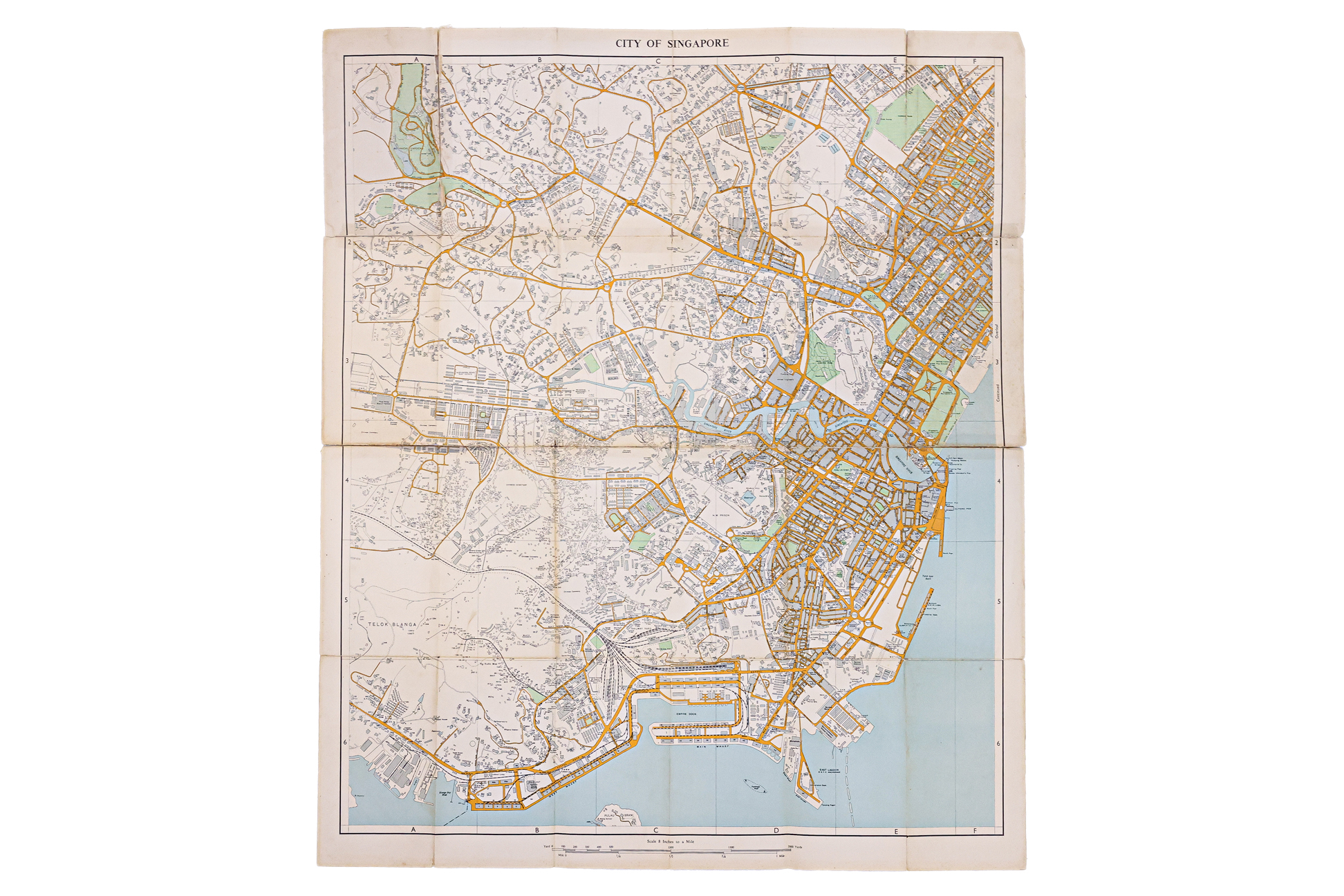 MAP OF SINGAPORE CITY 1954 (ROAD GAZETTEER)