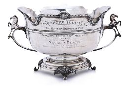 A LARGE SINGAPORE TURF CLUB SILVER TROPHY
