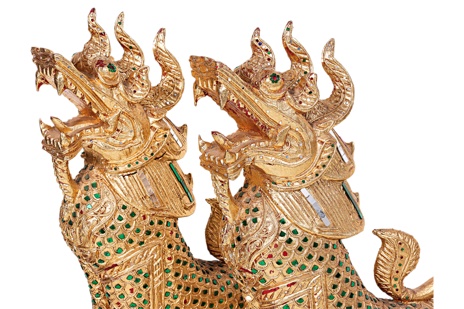 A PAIR OF GILTWOOD BURMESE LIONS - Image 3 of 3