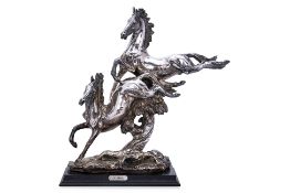 AN ITALIAN SILVER FIGURE OF HORSES BY A. BELCARI