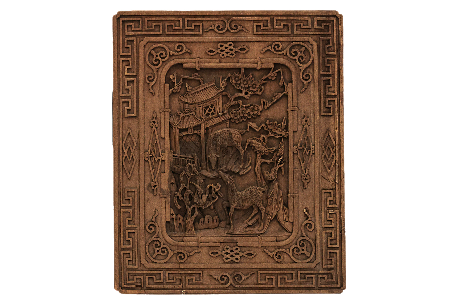 A GROUP OF THREE WOOD CARVED WALL PANELS - Image 3 of 3