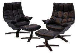 A PAIR OF 'RE-VIVE' QUILTED KING ARMCHAIRS WITH FOOTREST