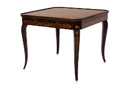 AN ITALIAN BURL WOOD VENEERED AND INLAID GAME TABLE