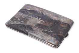 A JAPANESE SILVER MT. FUJI CIGARETTE CASE