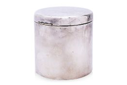 AN ENGLISH SILVER PLATED BISCUIT BOX OR TEA CADDY