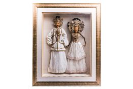 A PAIR OF FRAMED INDONESIAN PUPPETS