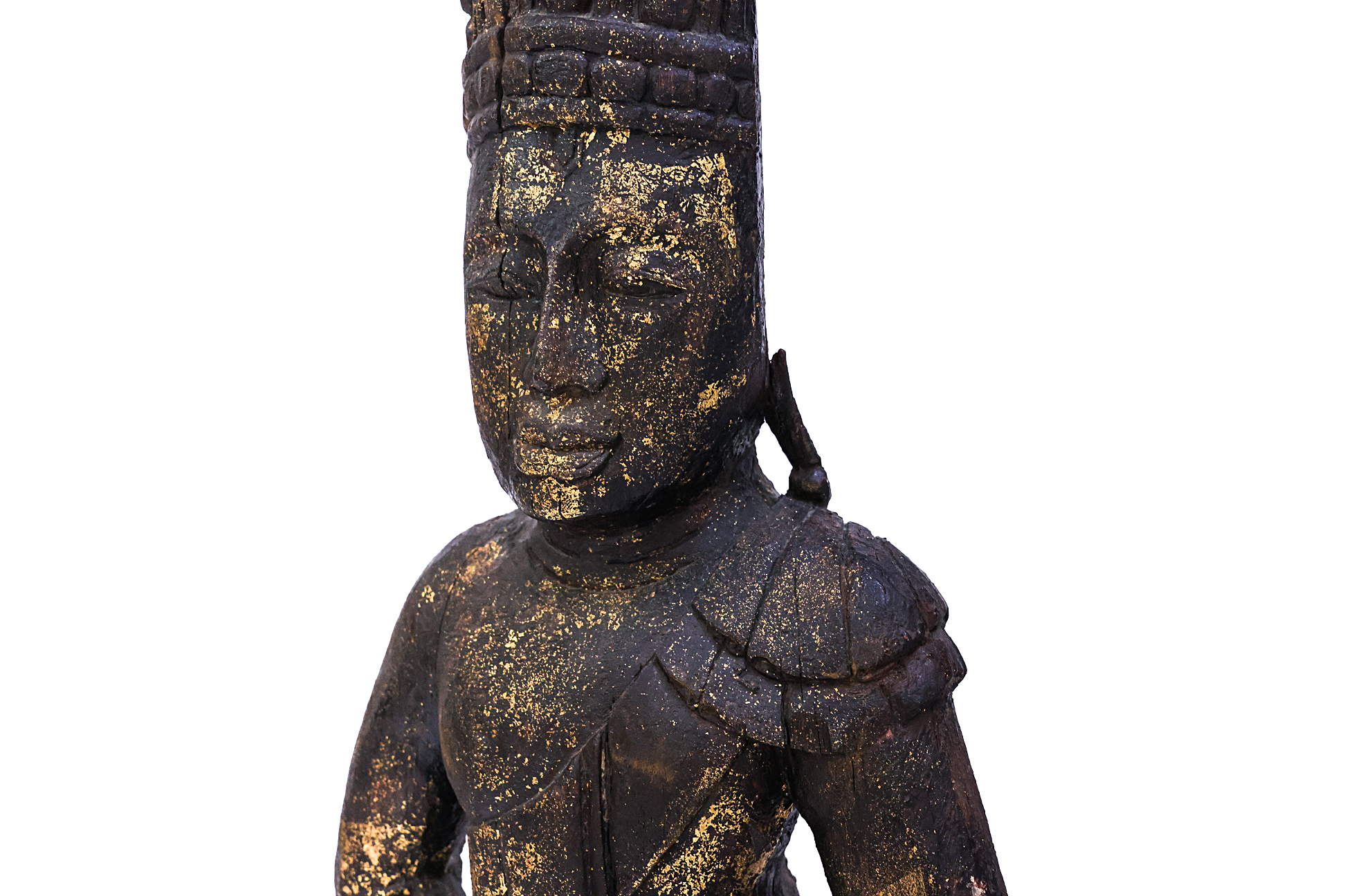 A LARGE BURMESE STATUE OF A CROWNED BUDDHA - Image 2 of 3