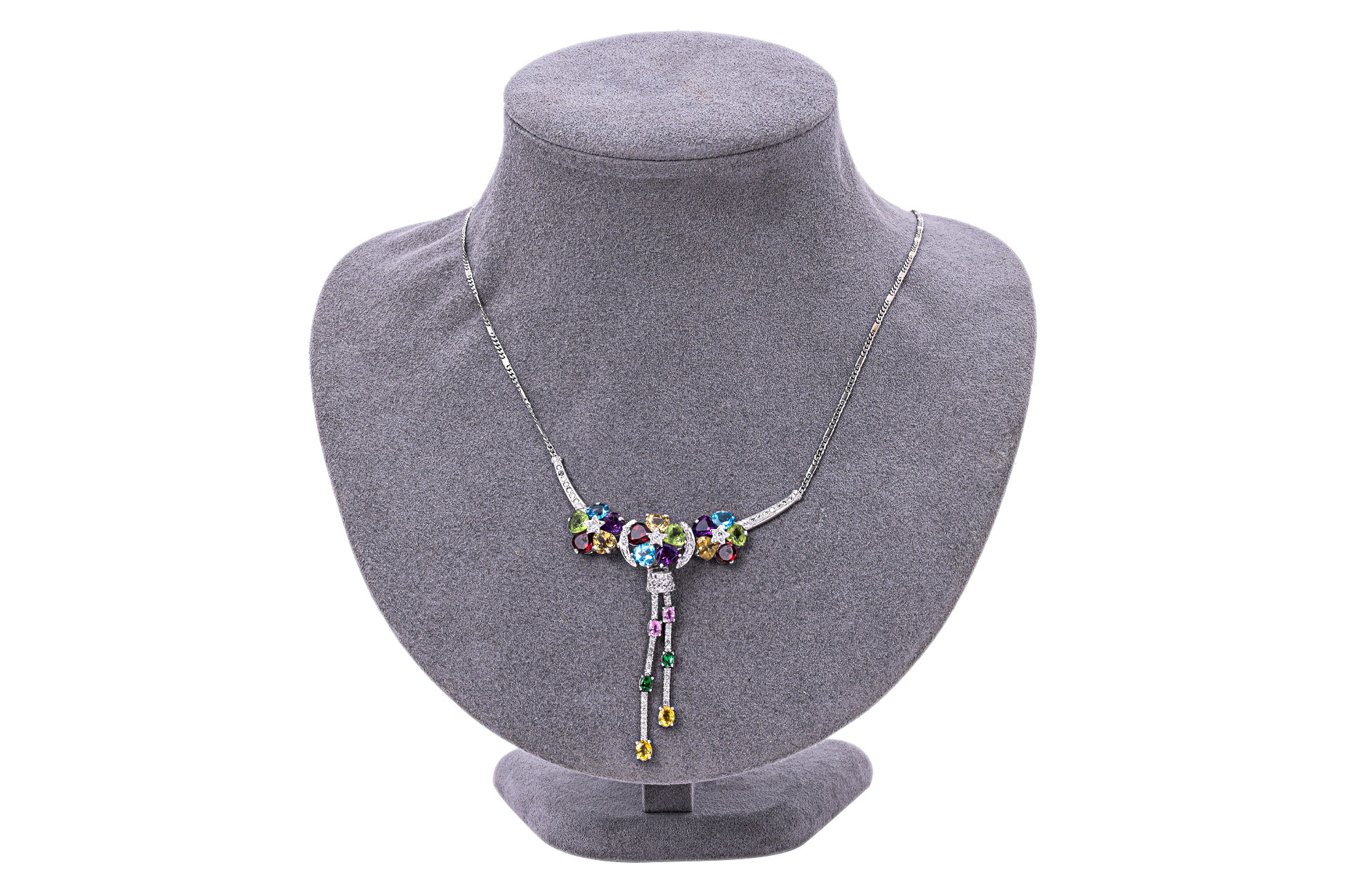 A MULTI-GEM AND DIAMOND NECKLACE - Image 3 of 3