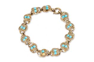 A TURQUOISE AND GOLD BRACELET