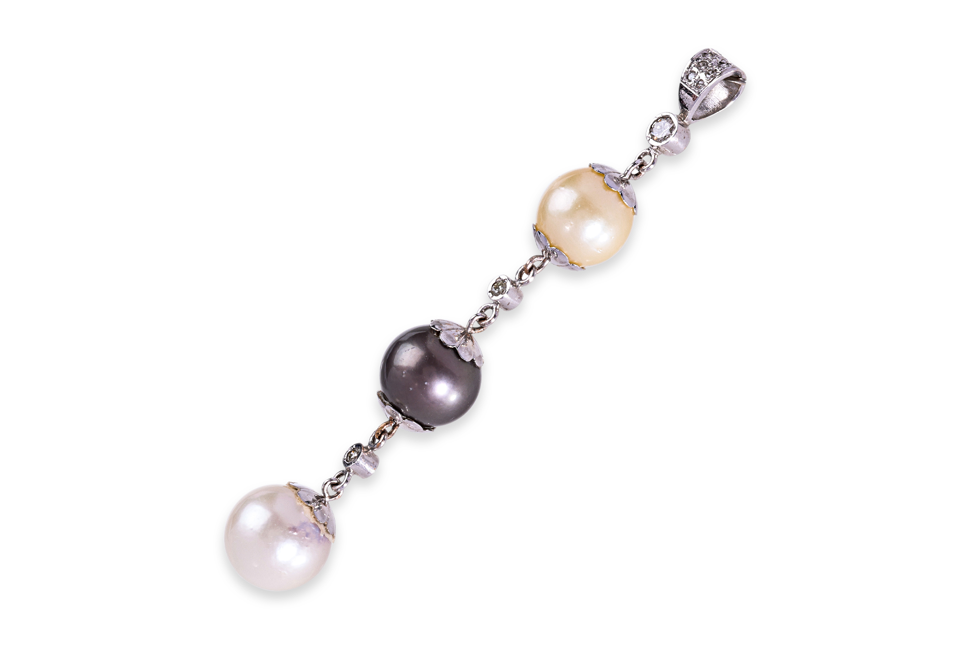 A CULTURED PEARL AND DIAMOND PENDANT - Image 2 of 2