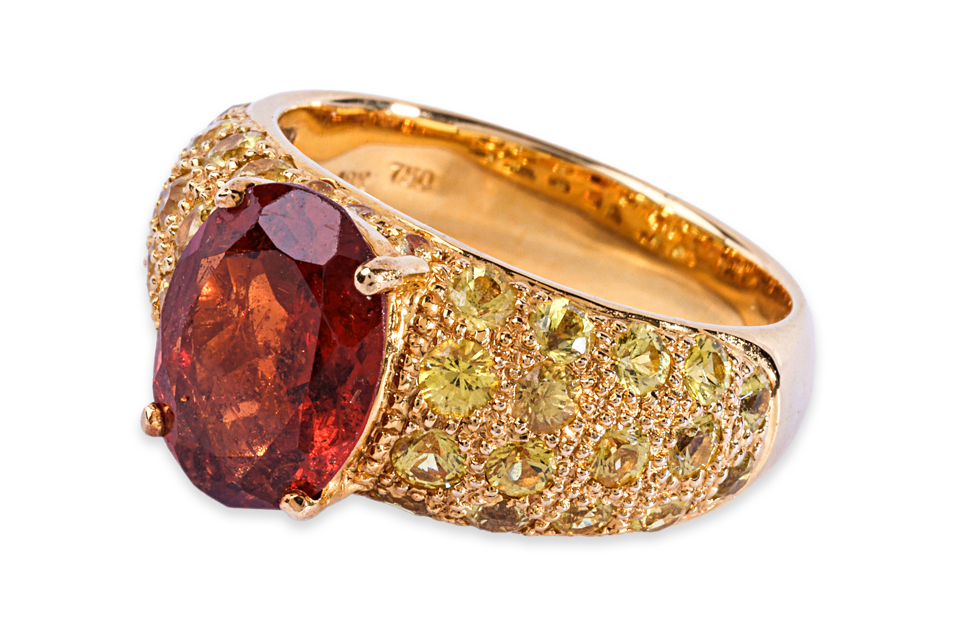 A SUITE OF SPESSARTINE AND YELLOW SAPPHIRE JEWELLERY - Image 3 of 5