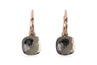 A PAIR OF PRASIOLITE 'NUDO PETIT' EARRINGS BY POMELLATO