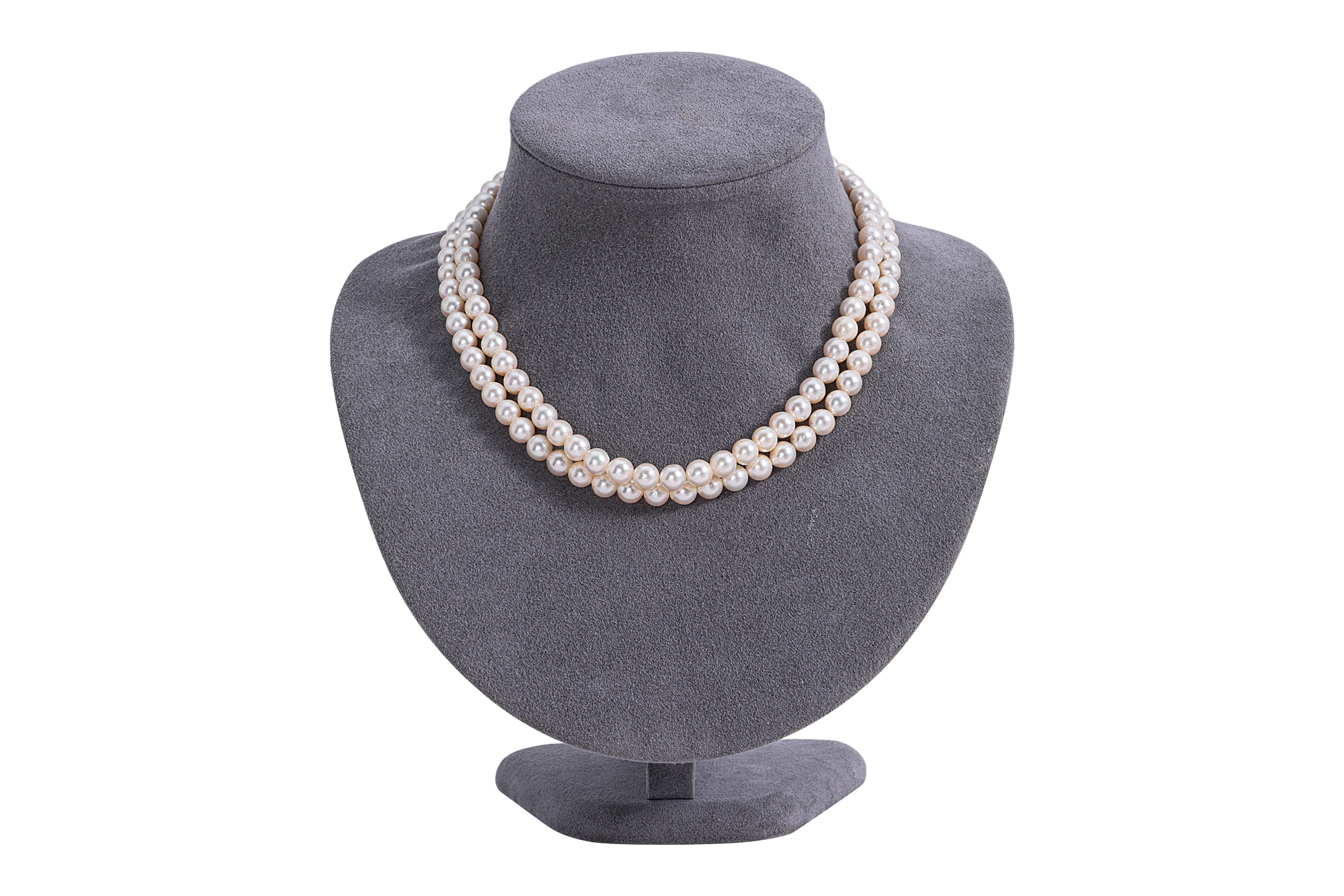 A DOUBLE STRAND AKOYA CULTURED PEARL NECKLACE - Image 3 of 3