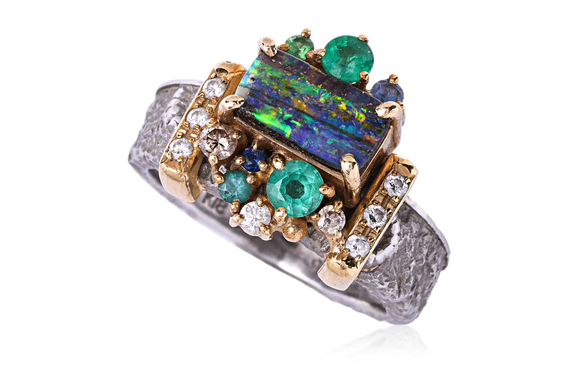 A BOULDER OPAL MULTI-GEM RING BY SACHI FUKUHARA