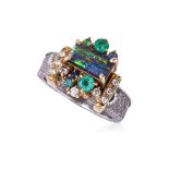 A BOULDER OPAL MULTI-GEM RING BY SACHI FUKUHARA