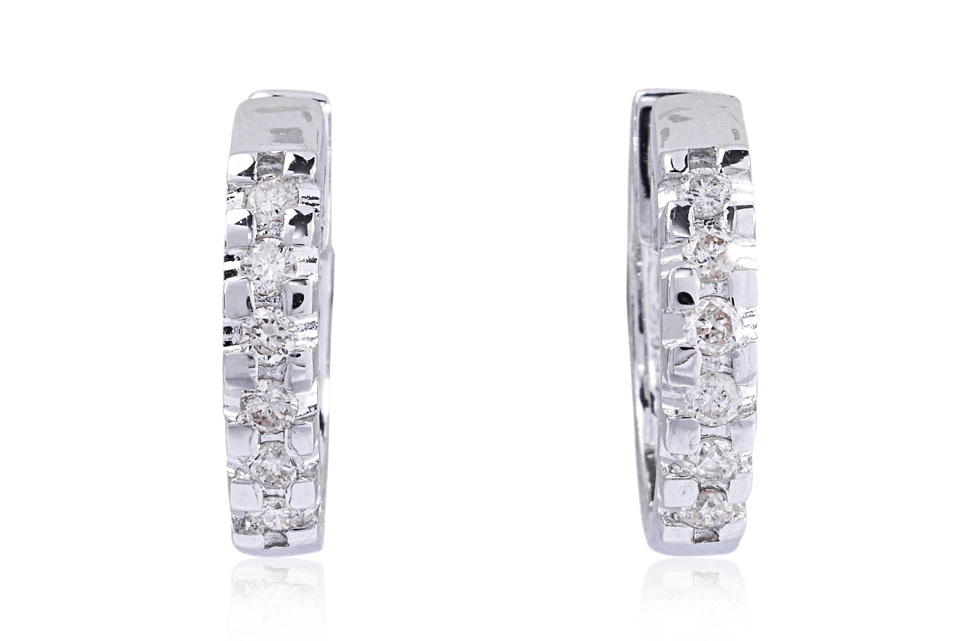 A PAIR OF DIAMOND HOOP EARRINGS